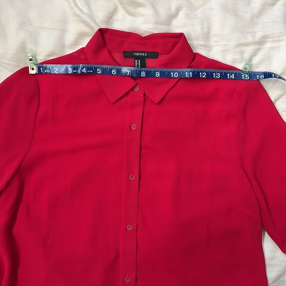 2-in-1 Red Chiffon Button Down and Camisole, Women’s Medium